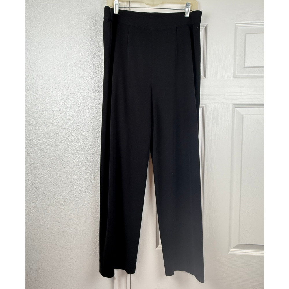 Misook Womens Pull On Knit Trouser Pants Size Large Black Classic Career